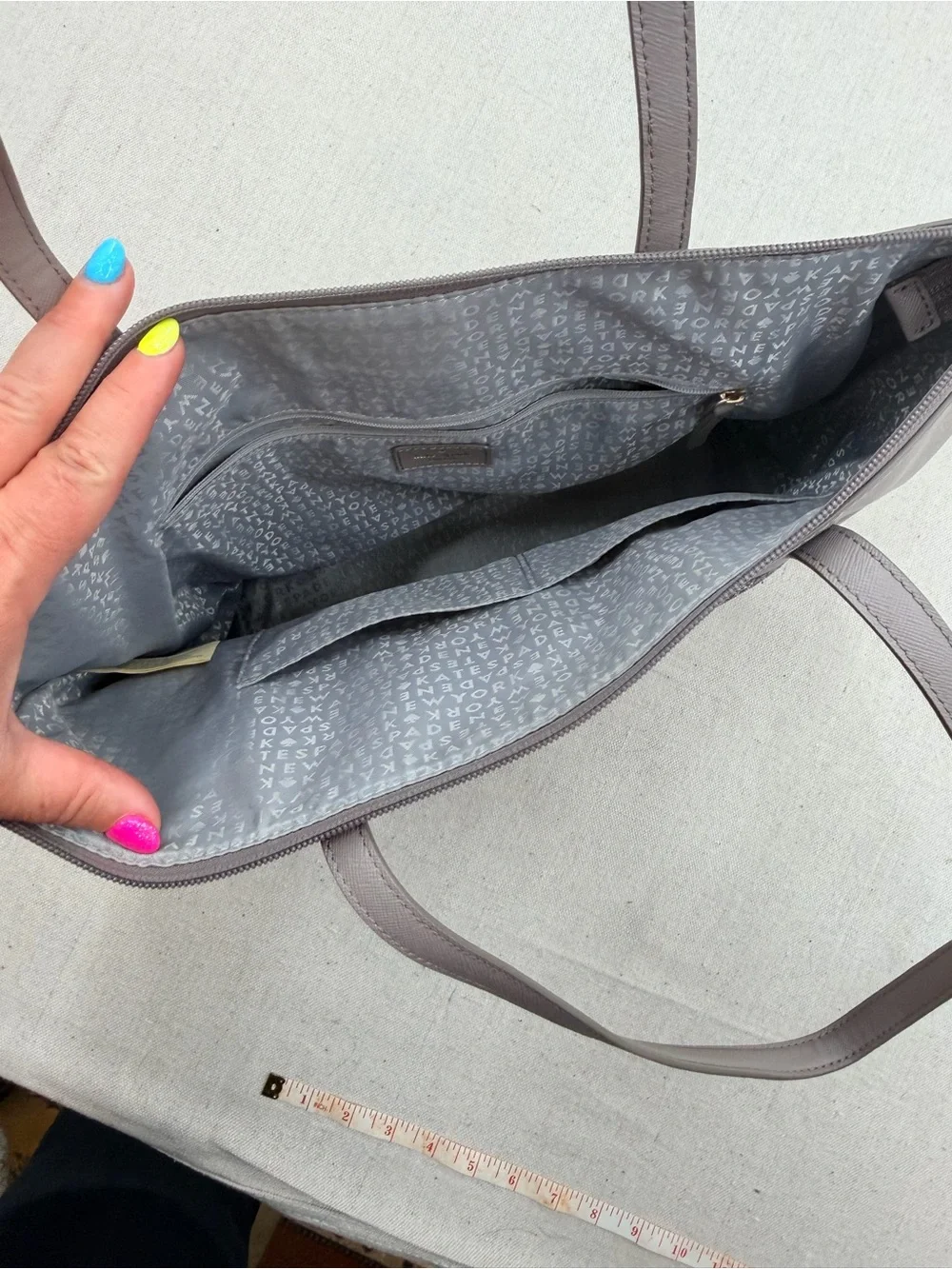 kate spade Gray Tote with Silver Glitter Base